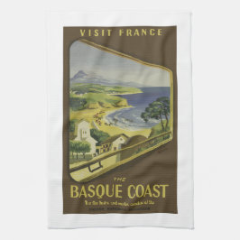 Paño De Cocina Afiche de viaje del Viaje de la Costa Vasca France