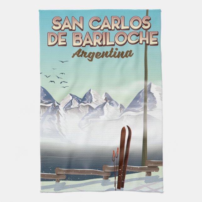 Paño De Cocina Afiche de viaje para esquí de San Carlos de Barilo (Vertical)
