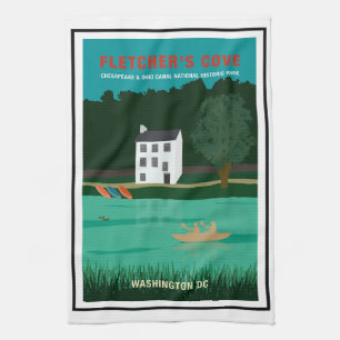 Paño De Cocina Afiche de viaje retro La cala de Fletcher en Washi