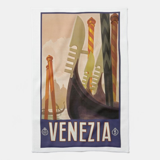 Paño De Cocina Afiche de viaje Retro Venice Italy Venezia Itallia (Vertical)