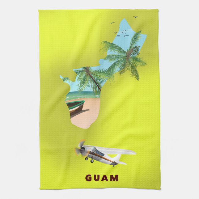 Paño De Cocina Afiche ilustrado de Guam (Vertical)