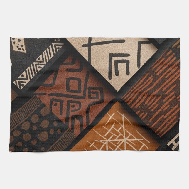 Paño De Cocina African culture designs on diagonal shapes (Horizontal)