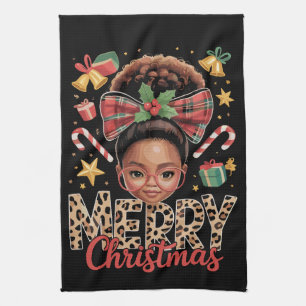 Paño De Cocina Afroamericana Navidad Moño Desordenado Mamá Negra