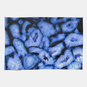 Paño De Cocina Ágata de cuarzo azul, geodas azules, patrón abstra