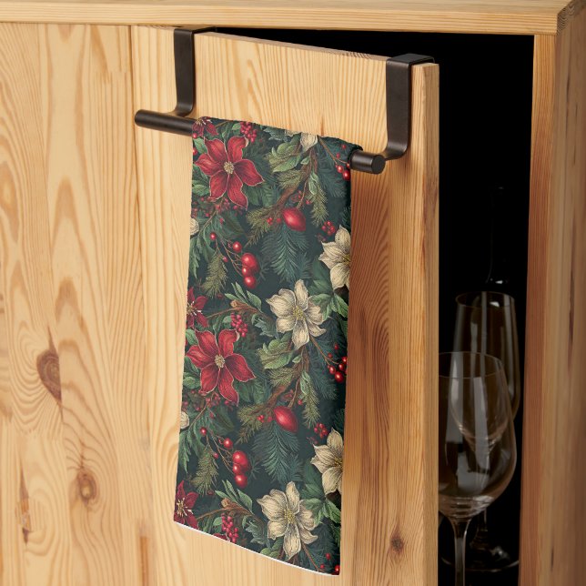 Paño De Cocina Agradables Navidades chinoiserie floral (Pliegue de tercios)