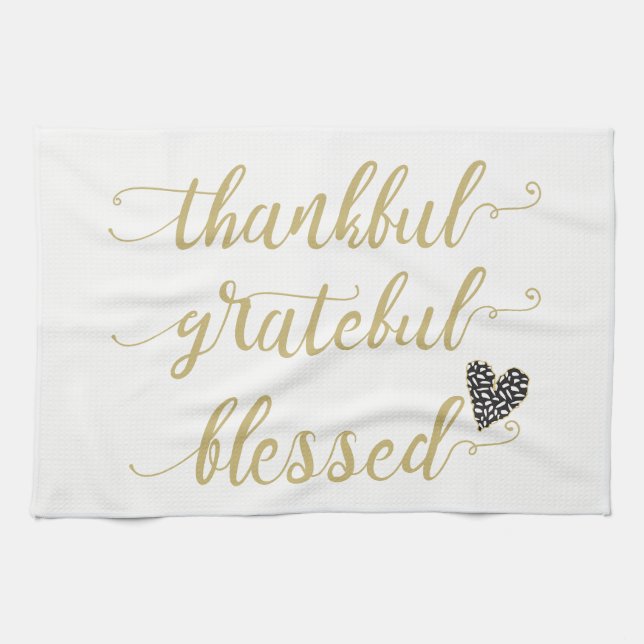 Paño De Cocina agradecido y bienvenido día de acción de gracias (Horizontal)