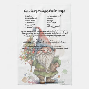 Paño De Cocina Agua de árbol de Navidad Gnome acuarela Té