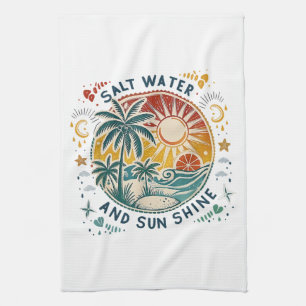 Paño De Cocina Agua Salada y Brillo del Sol Playa Tropical Vintag