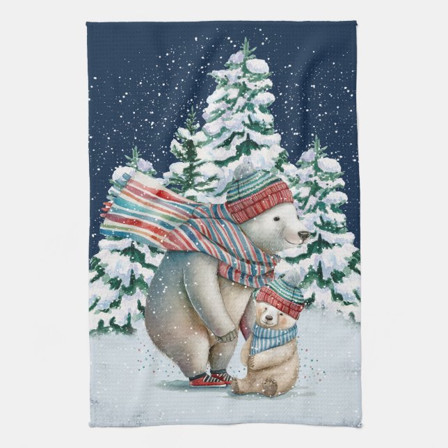 Paño De Cocina Aguas cortas y osos polares (Vertical)