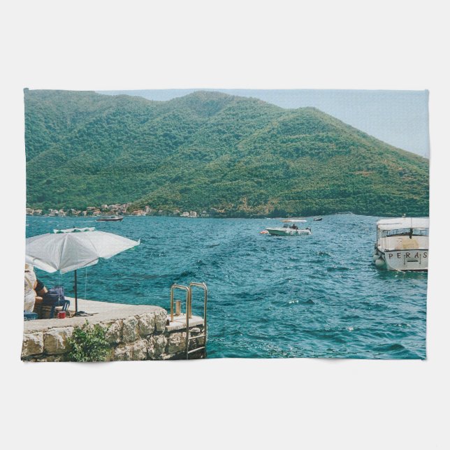 Paño De Cocina Aguas turquesas de Perast - Montenegro (Horizontal)