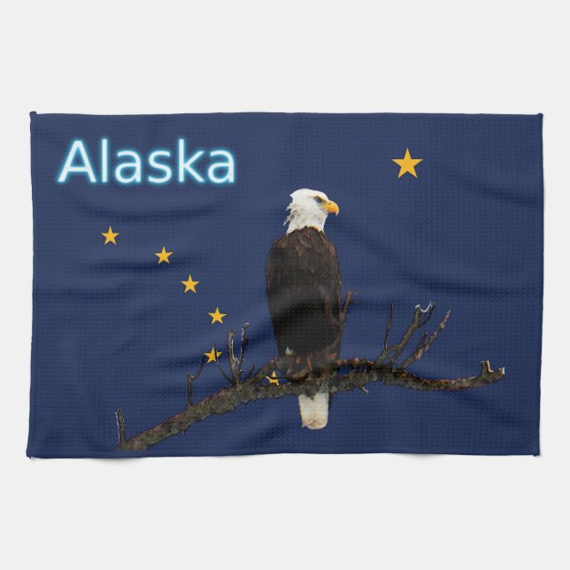 Paño De Cocina Águila Alaska Y Bandera (Horizontal)