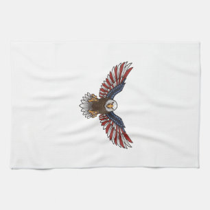 Paño De Cocina Águila Patriótica Grabado Vintage Diseño Vectorial