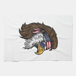 Paño De Cocina Aguila Patriótica Mullet Grabado Vintage Vector De