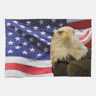 Paño De Cocina Águila y bandera de los Estados Unidos