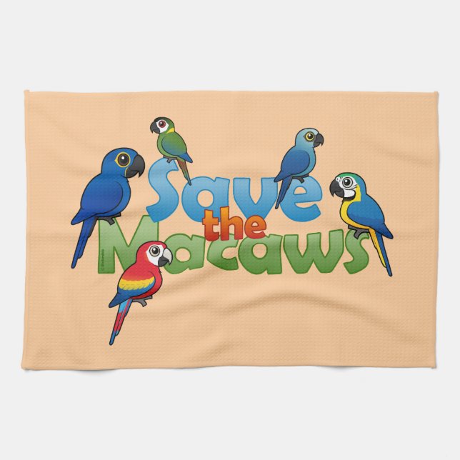 Paño De Cocina Ahorre los Macaws (Horizontal)