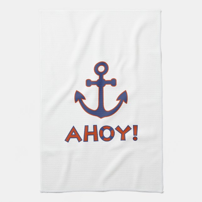 Paño De Cocina ¡AHOY! Buoy + Anchor Diseño Rojo+Azul (Vertical)