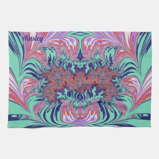 Paño De Cocina AINSLEY ~ Blue Green Red Purple ~ 3D ~ (Horizontal)