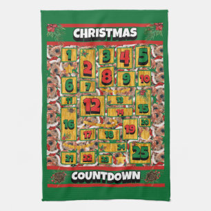 Paño De Cocina Airedale Dog Coundown Navidades Adelantan Calendar