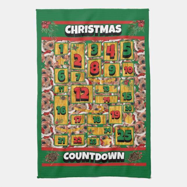 Paño De Cocina Airedale Dog Coundown Navidades Adelantan Calendar (Vertical)