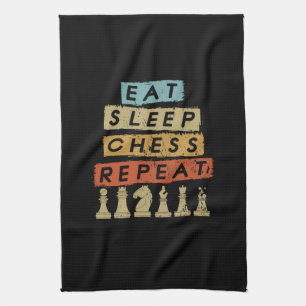 Paño De Cocina Ajedrez - Come Duerme Ajedrez Repite