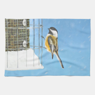 Paño De Cocina Ajedrez en pintura de alimentador - Arte de pájaro