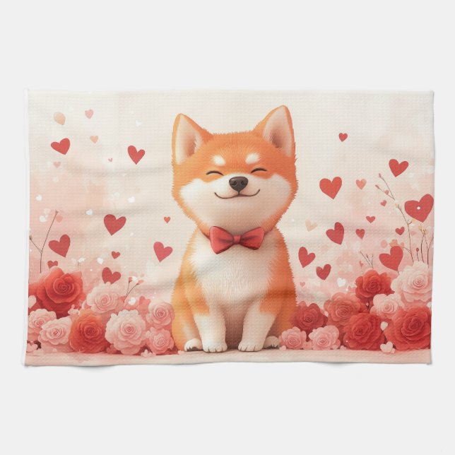 Paño De Cocina Akita con Rosas - Día de San Valentín  (Horizontal)