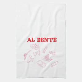 Paño De Cocina Al Dente Rosa y Rojo