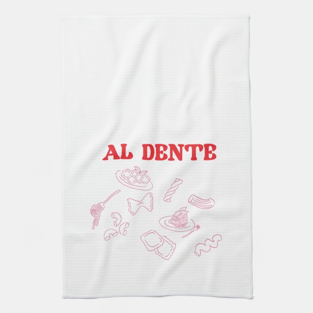 Paño De Cocina Al Dente Rosa y Rojo (Vertical)