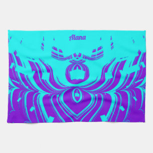 Paño De Cocina ALANA ~ SOMBRAS FLUORO ~ 3D ~ Purple Aqua ~