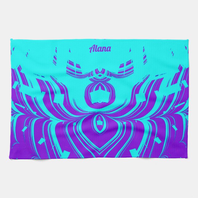 Paño De Cocina ALANA ~ SOMBRAS FLUORO ~ 3D ~ Purple Aqua ~ (Horizontal)