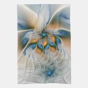 Paño De Cocina Alarmante, Abstracta Fantasía Fractal Art Con Azul