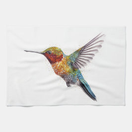 Paño De Cocina Alas arcoiris: Vibrante arte de Hummingbird