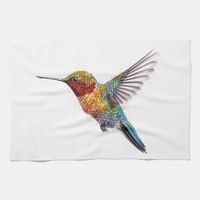 Paño De Cocina Alas arcoiris: Vibrante arte de Hummingbird (Horizontal)