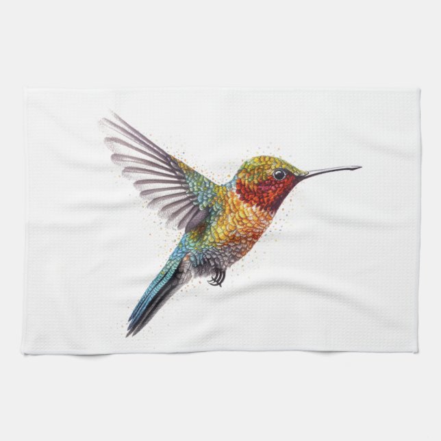 Paño De Cocina Alas arcoiris: Vibrante arte de Hummingbird (Horizontal)