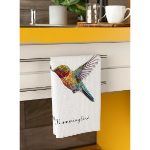 Paño De Cocina Alas arcoiris: Vibrante Hummingbird Art, personali
