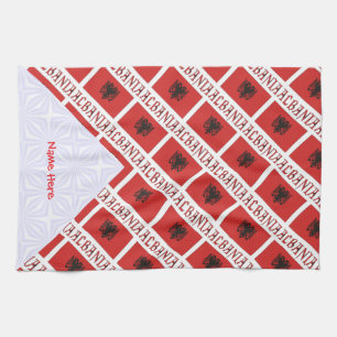 Paño De Cocina Albania Bandera Albanesa Tiled Rojo Personalizado 