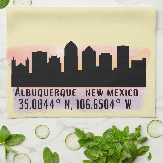 Paño De Cocina Albuquerque NM City Skyline (Doblado)