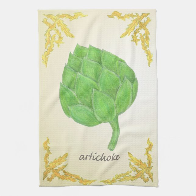 Paño De Cocina alcachofa con hojas de diseño clásico (Vertical)