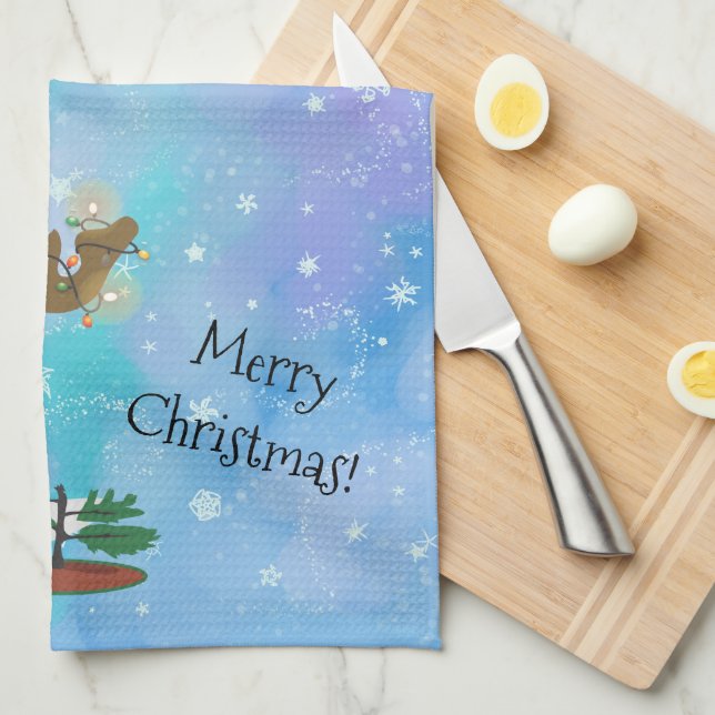 Paño De Cocina Alces del navidad (Doblado Cuarto)