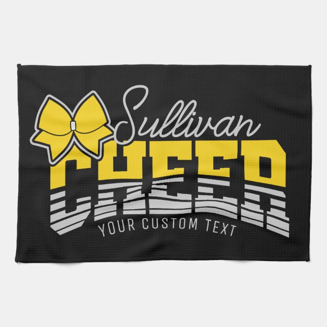 Paño De Cocina Alegre animador del atleta de la escuela de NOMBRE (Horizontal)