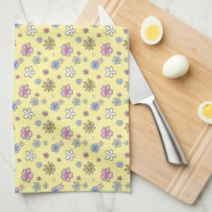 Paño De Cocina Alegres Flores Amarillas Caprichosas de Primavera