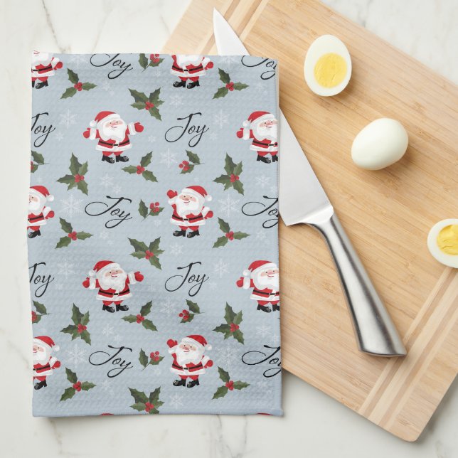 Paño De Cocina Alegría, Santa y Navidades Holly (Doblado Cuarto)