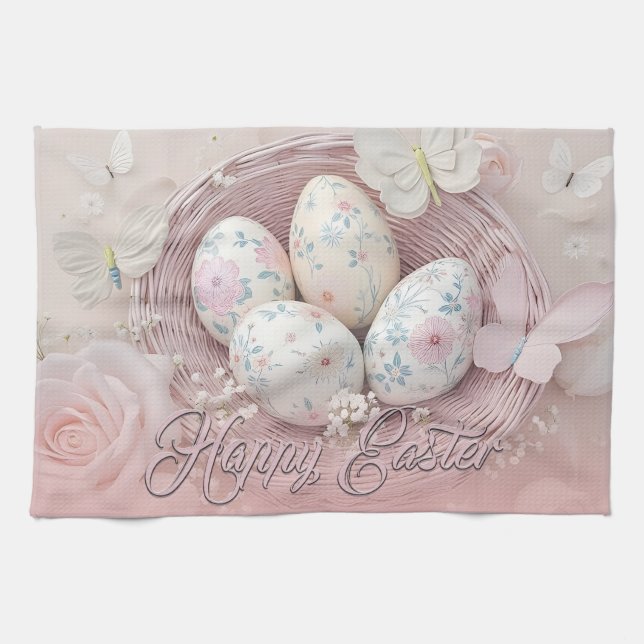 Paño De Cocina Alegría suave de Pascua con motivos florales (Horizontal)