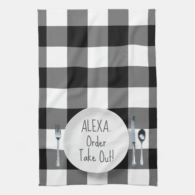 Paño De Cocina Alexa Comando Humor En Plaid (Vertical)