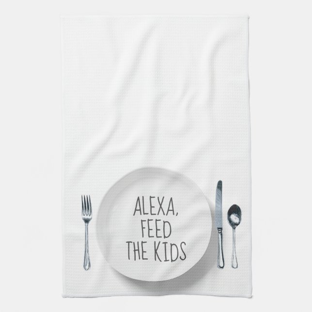 Paño De Cocina Alexa Command Humor on White (Vertical)