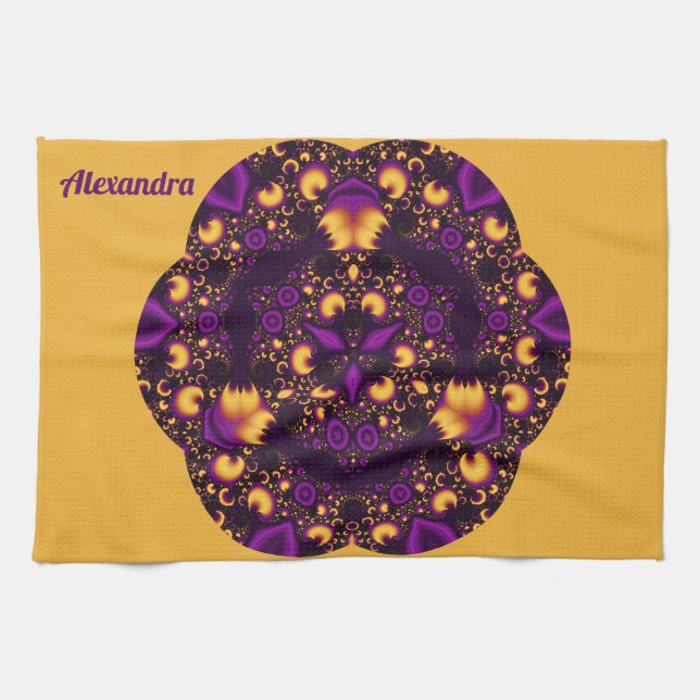 Paño De Cocina ~ ALEXANDRA ~ KALEIDOSCOPE ~ negro morado ~ (Horizontal)