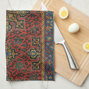 Paño De Cocina Alfombra Persa Roja Azul Clásica