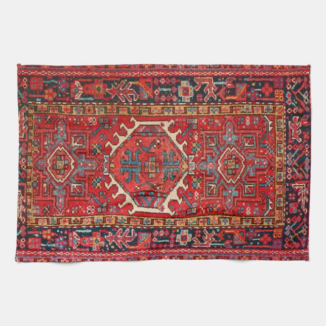 Paño De Cocina Alfombra Roja Turca de Antigüedad Oriental (Horizontal)