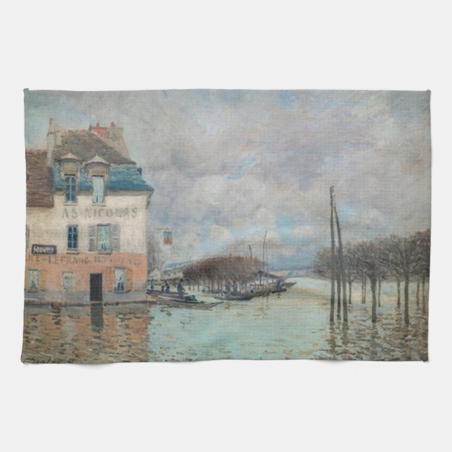 Paño De Cocina Alfred Sisley - Inundación en Port-Marly 1876 (Horizontal)