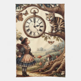 Paño De Cocina Alice & Cheshire Cat: Whimsical Wonderland Fantasy